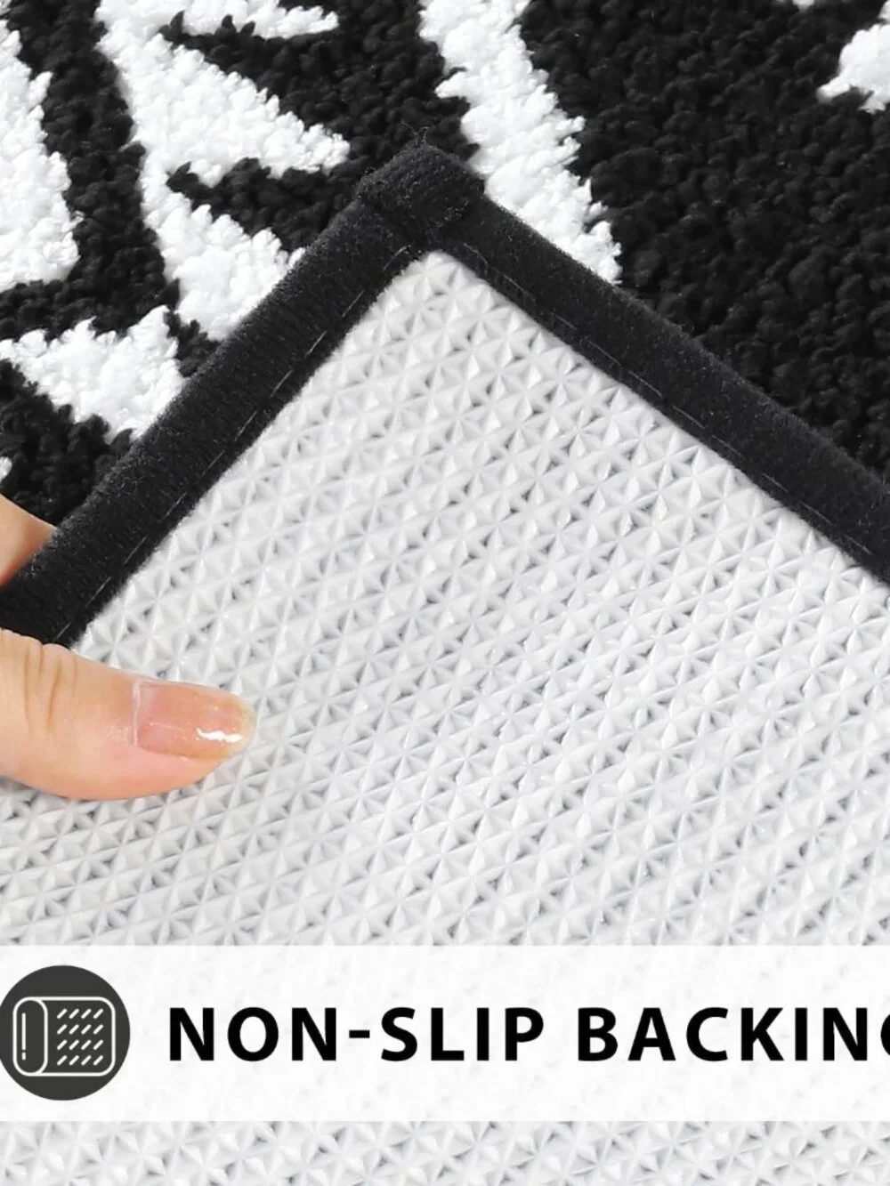 Boho Bathroom Runner Rug Black Tribal Long Bathroom Rug Western Non-Slip Washabl